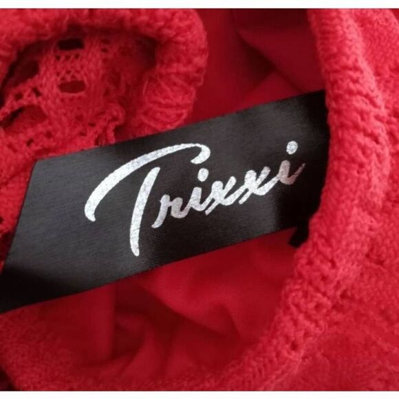 TRIXXI CORAL LACE STRAPLESS HI-LO DRESS SZ.M EUC. - Picture 5 of 8